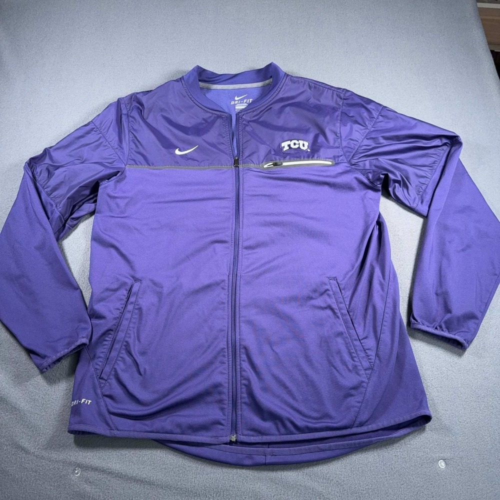 TCU Horned Frogs Jacket Mens L Purple Nike Dri-FIT‎ Full Zip NCAA Football